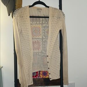 Lucky Brand Cream Open-Knit Cardigan Sweater